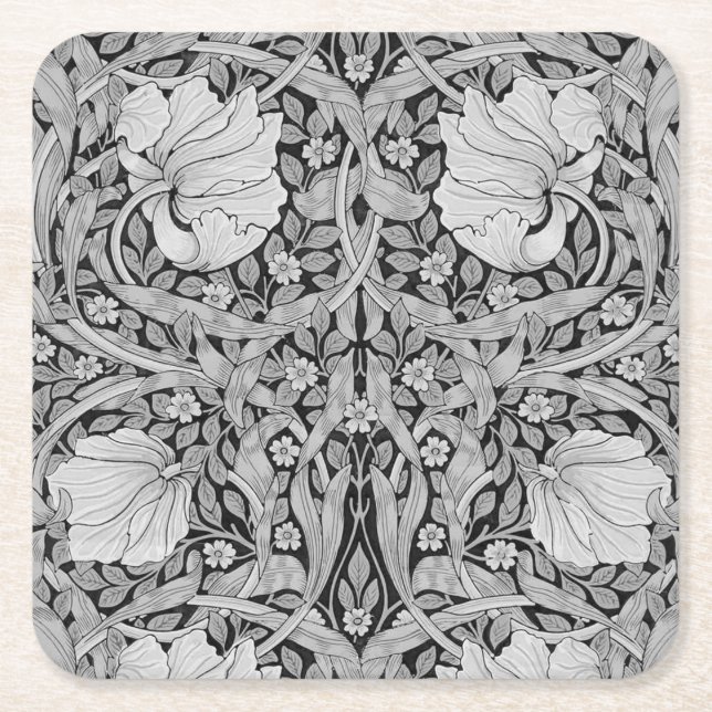 Pimpernel Gray Monotone, William Morris Rechteckiger Pappuntersetzer (Vorderseite)