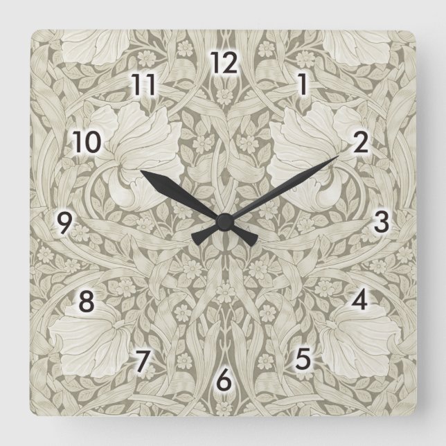 Pimpernel Ivory, William Morris Quadratische Wanduhr (Vorderseite)