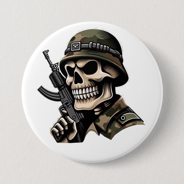 Pin calavera soldado blanca button (Vorderseite)
