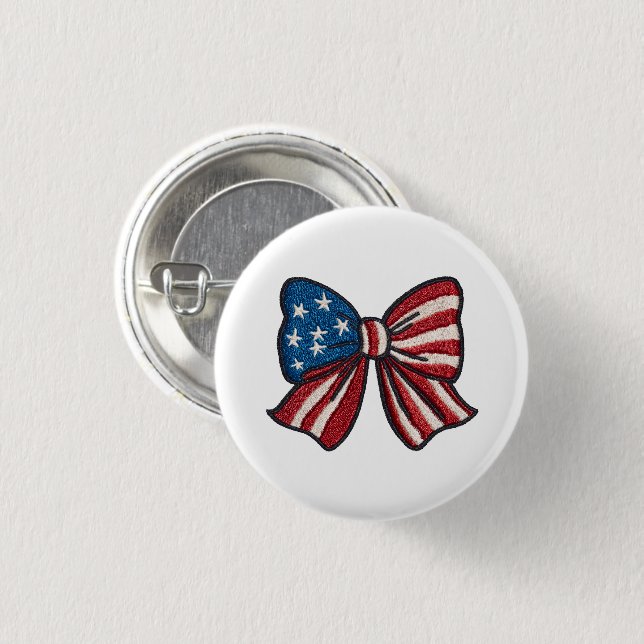 🎀 Pin on the Patriotism – USA Flag Bow Button 🇺 (Vorne & Hinten)