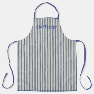 Pin Stripe Apron Name French Style Schürze