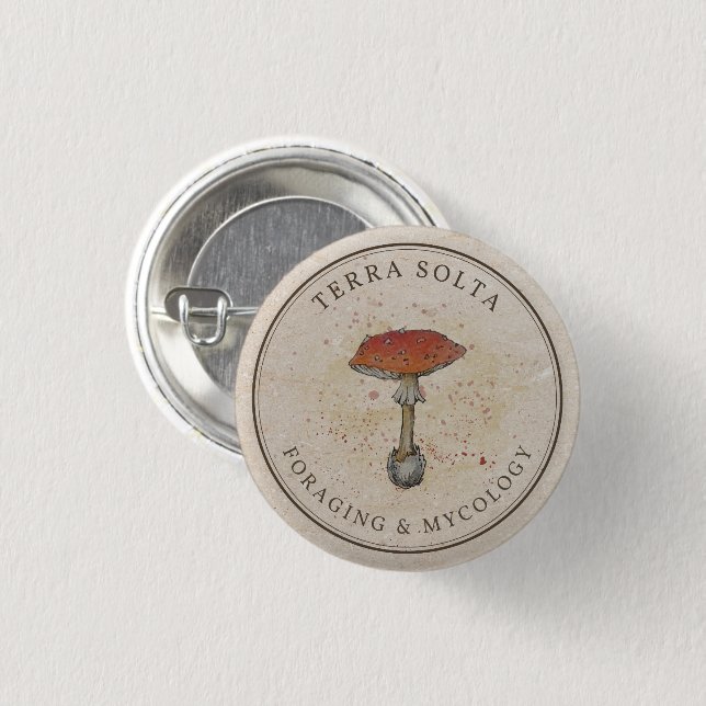 Pin Terra Solta - Foraging & Mycology Button (Vorne & Hinten)