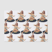 Pin-Up-Girl auf Schallplatte Mehrfach-Tissue-Papie