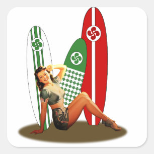 Pin-up-Girl baskisch Frankreich Quadratischer Aufkleber