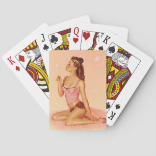 Pin-Up-Girl mit Luftblasen Spielkarten