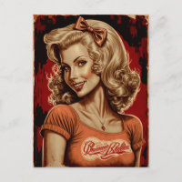 Pin-Up-Girl Retro-Postkarte - Vintage-Stil