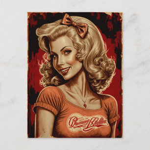 Pin-Up-Girl Retro-Postkarte - Vintage-Stil Postkarte