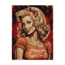 Pin-Up-Girl Retro-Postkarte - Vintage-Stil