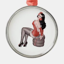 Pin Up Girl Tires Ornament Aus Metall