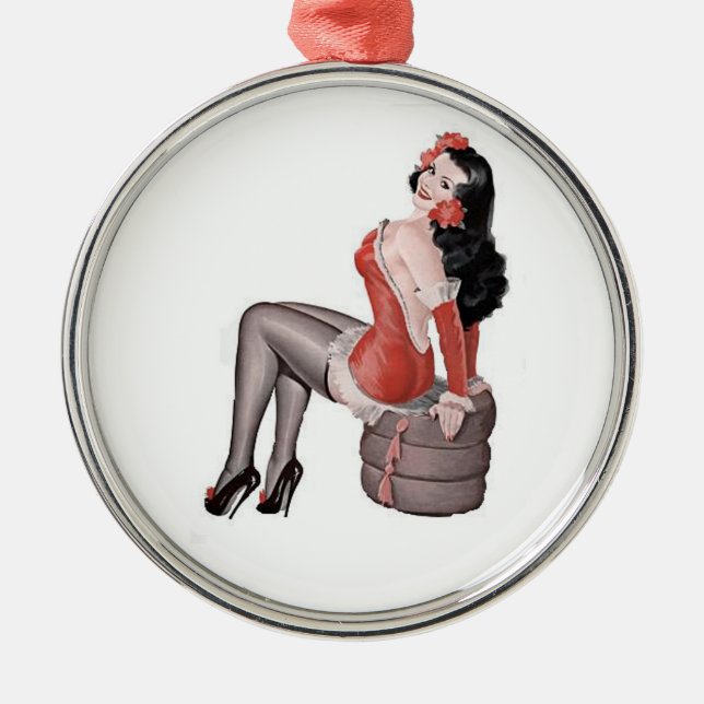 Pin Up Girl Tires Ornament Aus Metall (Vorne)