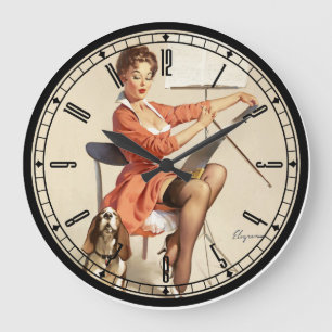 Pin-Up Girl Wall Clock Große Wanduhr