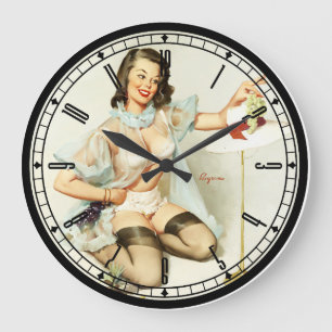 Pin-up-Girl-Wanduhr Große Wanduhr