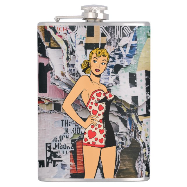 Pin-Up Heart Riot Flask Flachmann (Vorderseite)