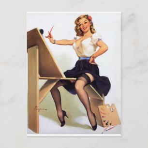 Pin Up malen Postkarte
