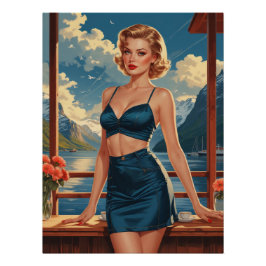 Pin-up Norwegisches Poster im Herzen der Fjords