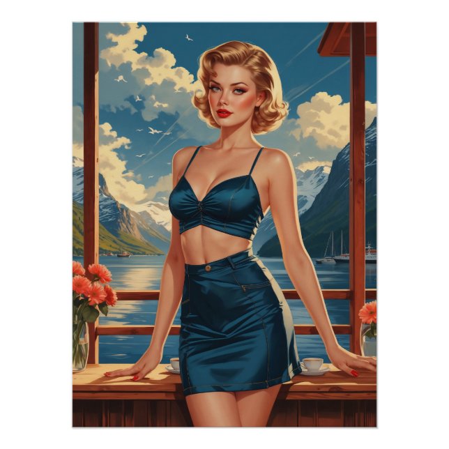 Pin-up Norwegisches Poster im Herzen der Fjords (Vorderseite)