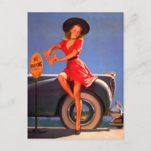 Pin-Up-Parkingzettel Postkarte