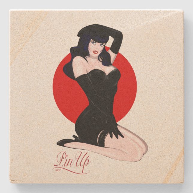 Pin-up Steinuntersetzer (Vorderseite)