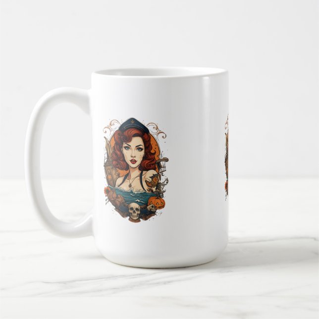 Pin up Women Halloween Ocean Kaffeetasse (Links)