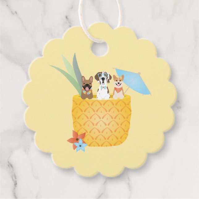 Pina Colada Ananas Hunde Geschenkanhänger (Vorderseite)