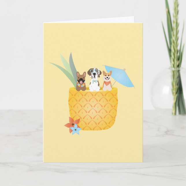 Pina Colada Ananas Hunde Karte (Vorderseite)