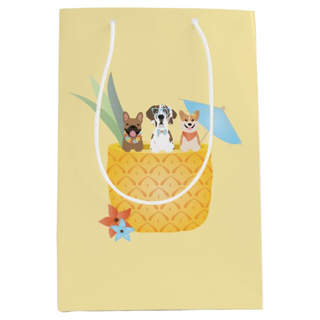 Pina Colada Ananas Hunde Mittlere Geschenktüte (Vorderseite)