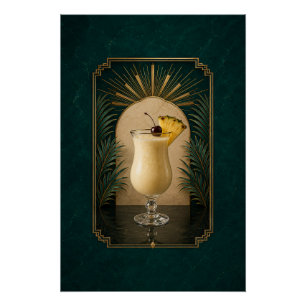 Piña Colada Art Deco Poster   Bar Kunst