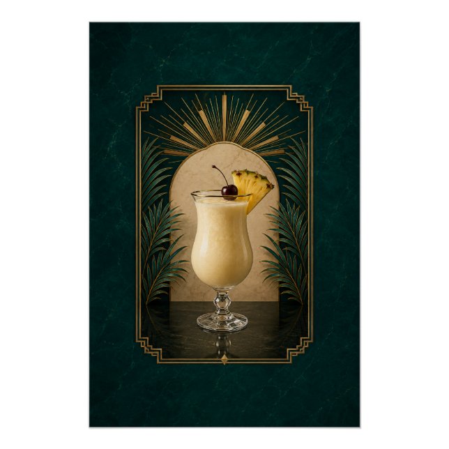 Piña Colada Art Deco Poster | Bar Kunst (Vorderseite)