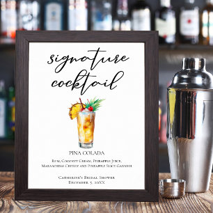 Piña Colada Coastal Braut-Signatur-Cocktail Poster
