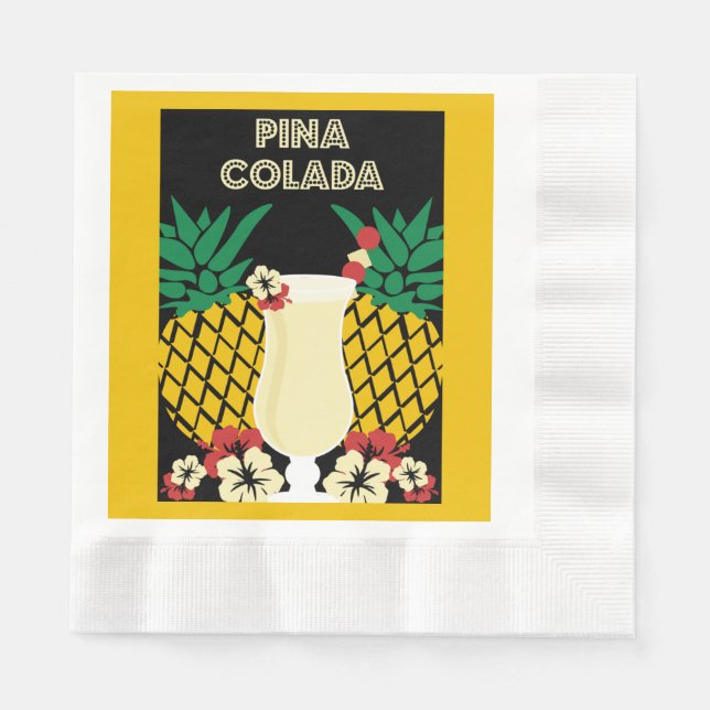 Piña Colada Cocktail Drink Serviette (Vorderseite)