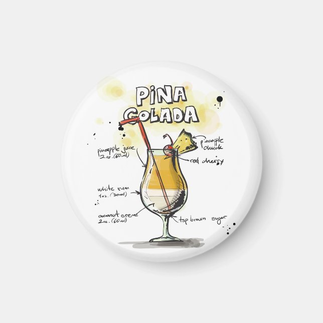Pina Colada Drink Rezept Design Magnet (Vorne)