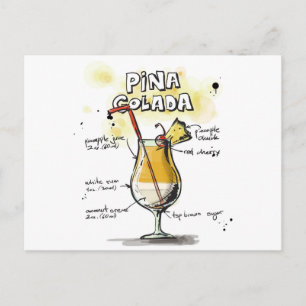 Pina Colada Drink Rezept Design Postkarte