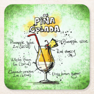 Pina Colada Drink Rezept Rechteckiger Pappuntersetzer
