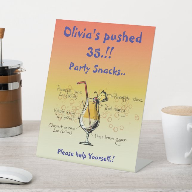 Pina Colada Geburtstagsparty Snacks Sockelschild (In SItu)