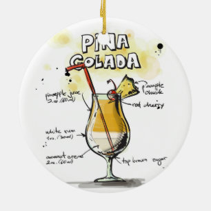 Pina Colada Getränk-Rezept-Entwurf Keramikornament