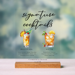Piña Colada Mai Tai Küstenhochzeitscocktails Acrylschild