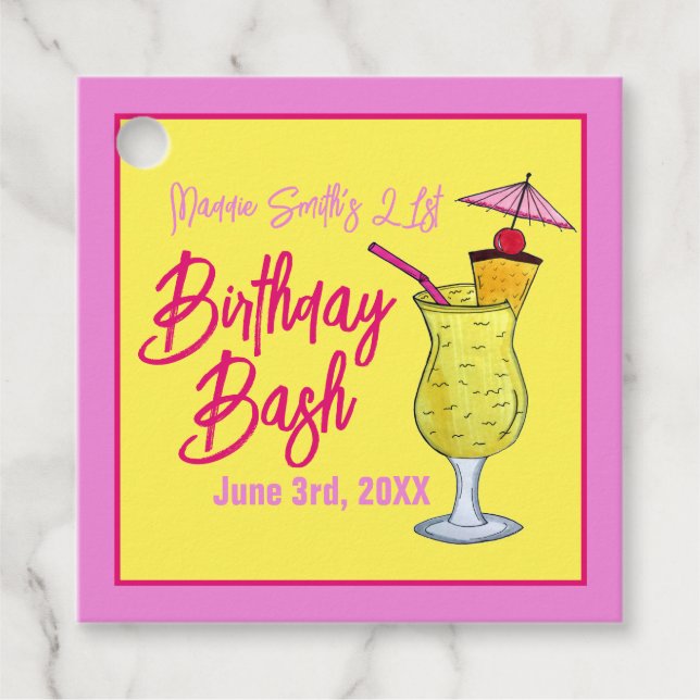 Piña Colada Puerto Rico Ananas Cocktail Party Geschenkanhänger (Vorderseite)