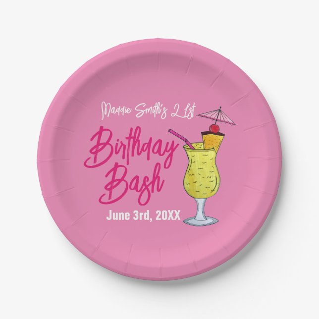 Piña Colada Puerto Rico Ananas Cocktail Party Pappteller (Vorderseite)