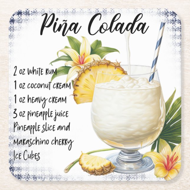 Pina Colada Rechteckiger Pappuntersetzer (Vorderseite)