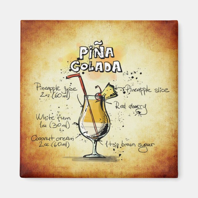 Pina Colada Recipe Gold Bar Magnet (Vorne)