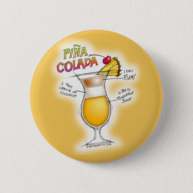 PINA COLADA REZEPT-COCKTAIL-KUNST BUTTON (Vorderseite)