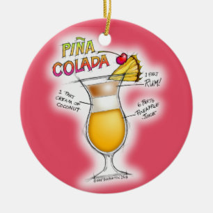PINA COLADA REZEPT COCKTAIL KUNST KERAMIKORNAMENT