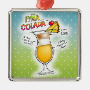 PINA COLADA REZEPT COCKTAIL KUNST SILBERNES ORNAMENT