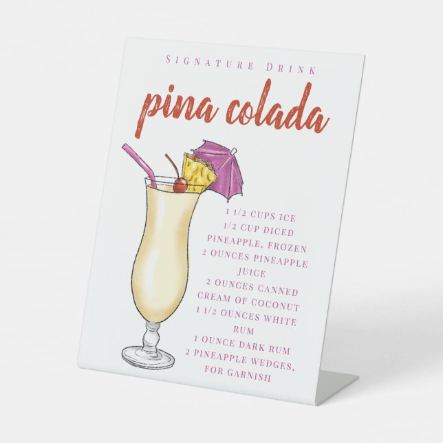 Pina Colada Rezept Signature Drink Sockelschild (Vorderseite)