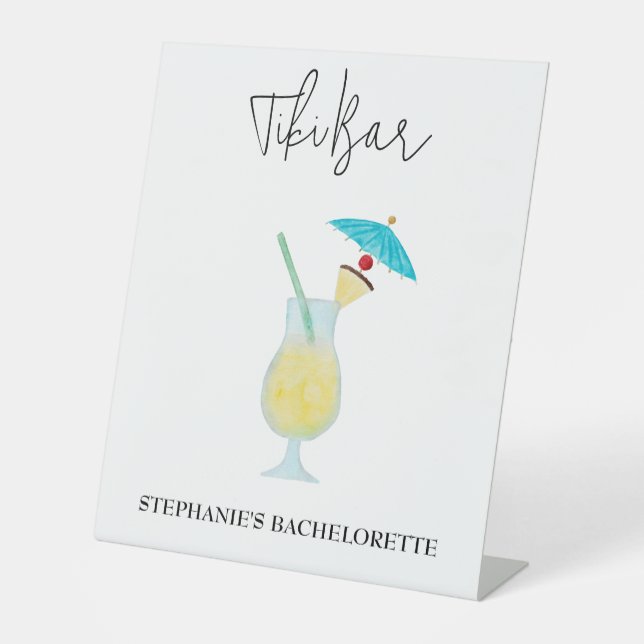Piña Colada Tropical Wedding Bachelorette Tiki Bar Sockelschild (Vorderseite)