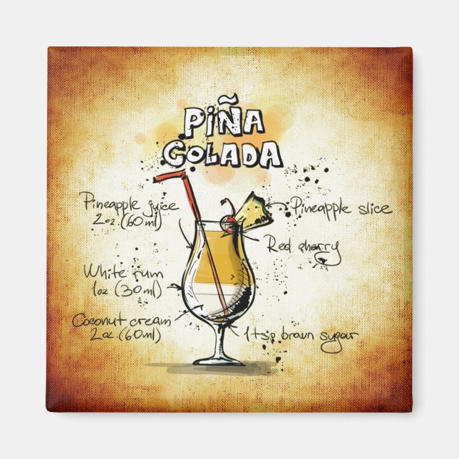 Pina Colada Tropisches Getränk Magnet (Vorne)