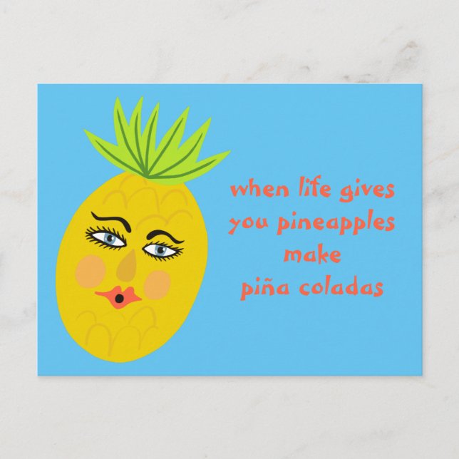 Piña Coladas Whimsical Pineapse Postkarte (Vorderseite)