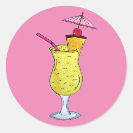 Pina Piña Colada Puerto Rico Ananas Cocktail Runder Aufkleber