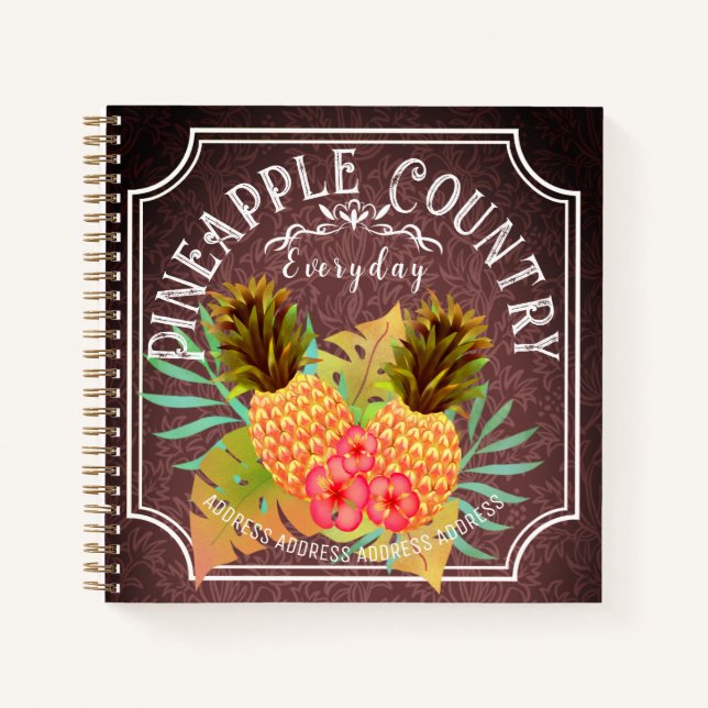 Pinapfelbraun mit Rahmen-Notebook Notizbuch (Vorderseite)