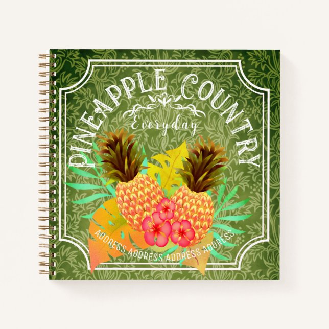 Pinapfelgrün mit Rahmen-Notebook Notizbuch (Vorderseite)